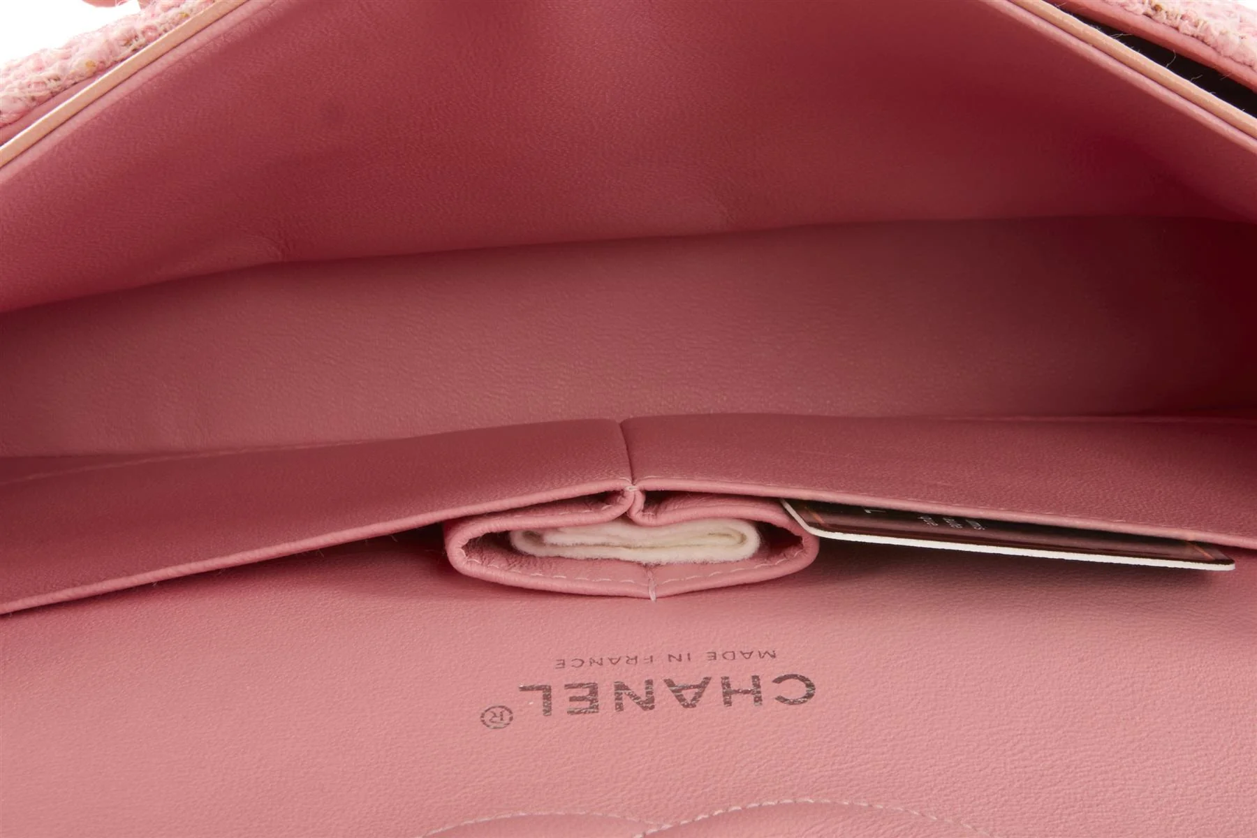 CHANEL PINK 2003-2004 CLASSIC DOUBLE FLAP MEDIUM TWEED SHOULDER BAG - Image 10