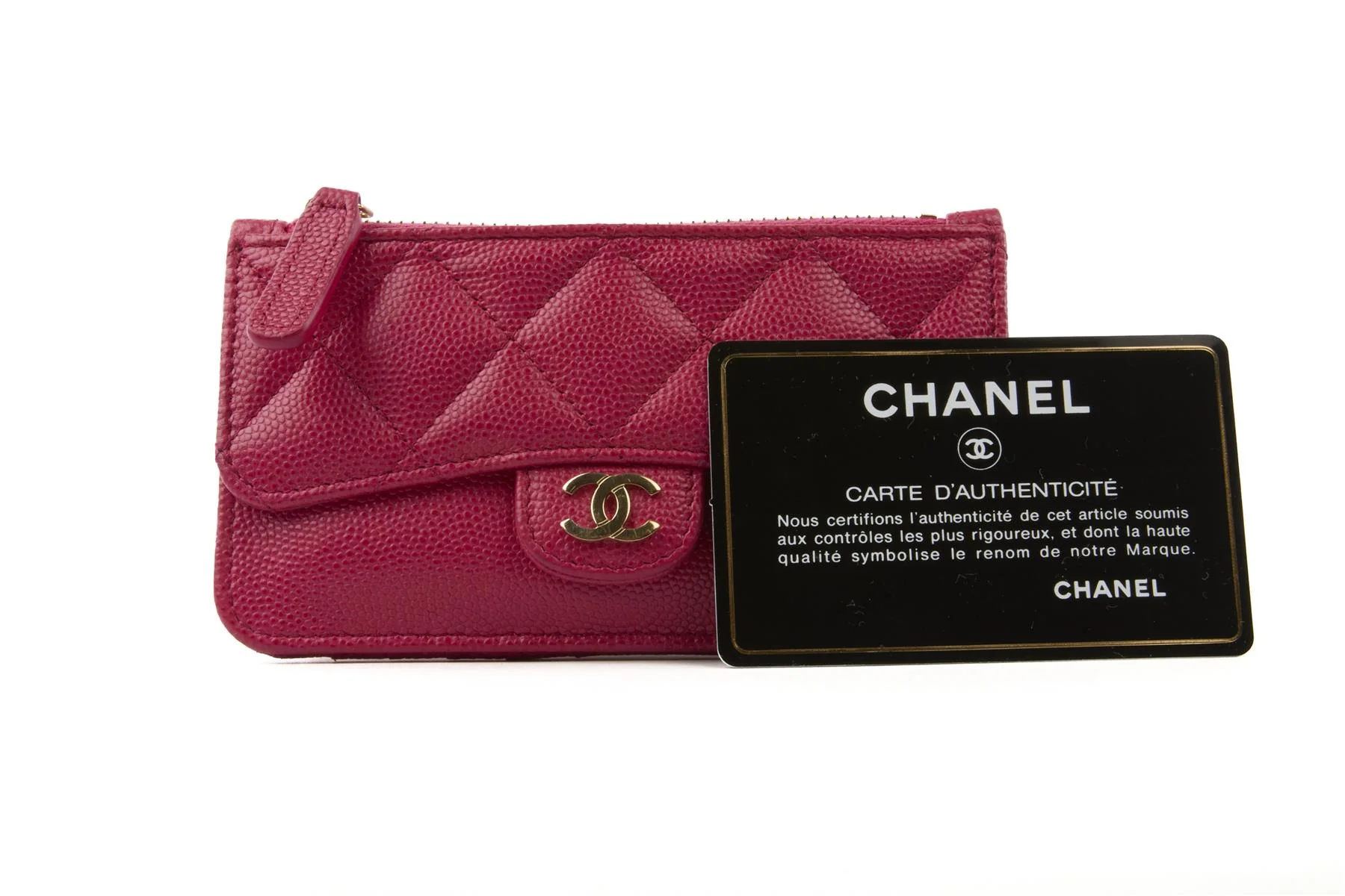CHANEL PINK 2019 QUILTED CAVIAR LEATHER WALLET - Image 10