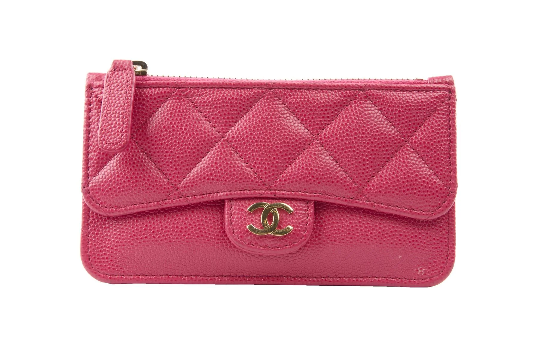 CHANEL PINK 2019 QUILTED CAVIAR LEATHER WALLET - Image 2