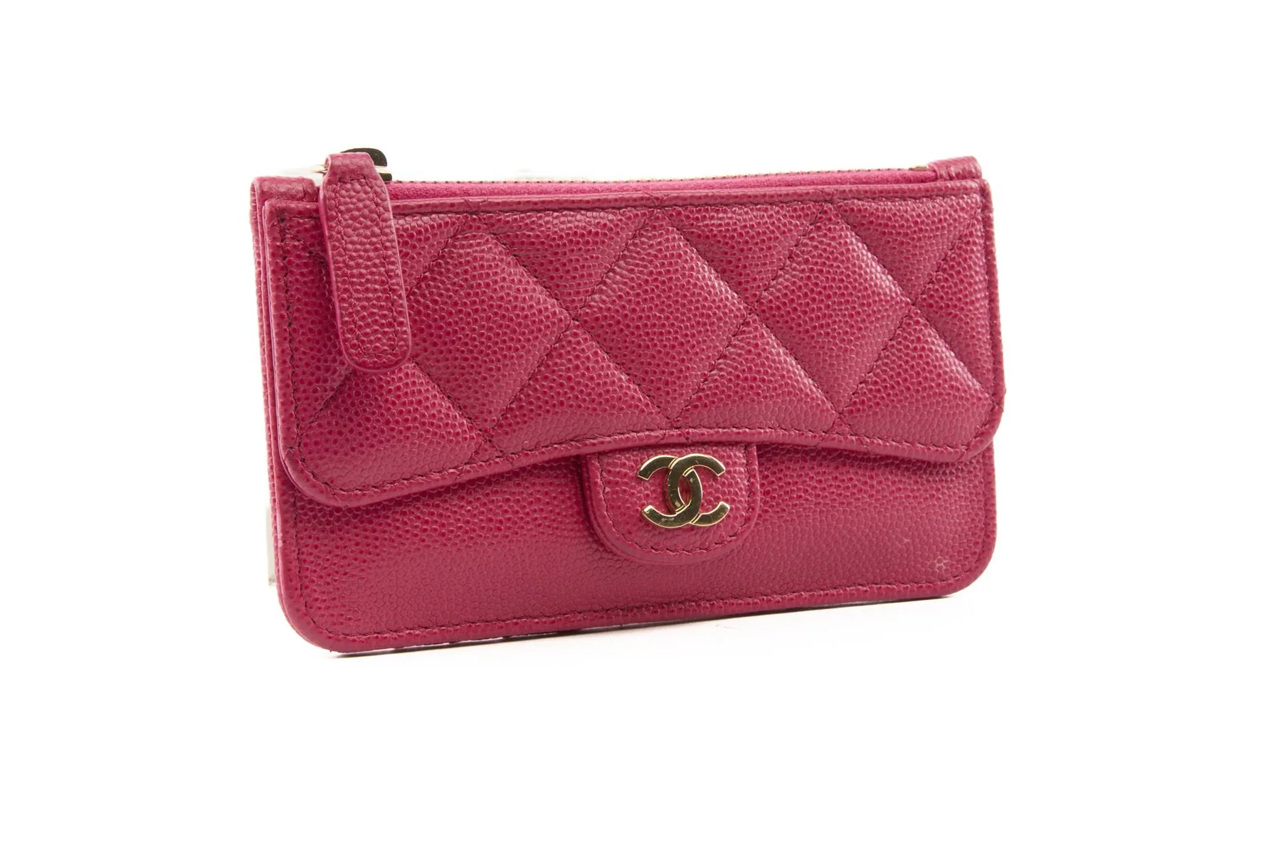 CHANEL PINK 2019 QUILTED CAVIAR LEATHER WALLET - Image 3