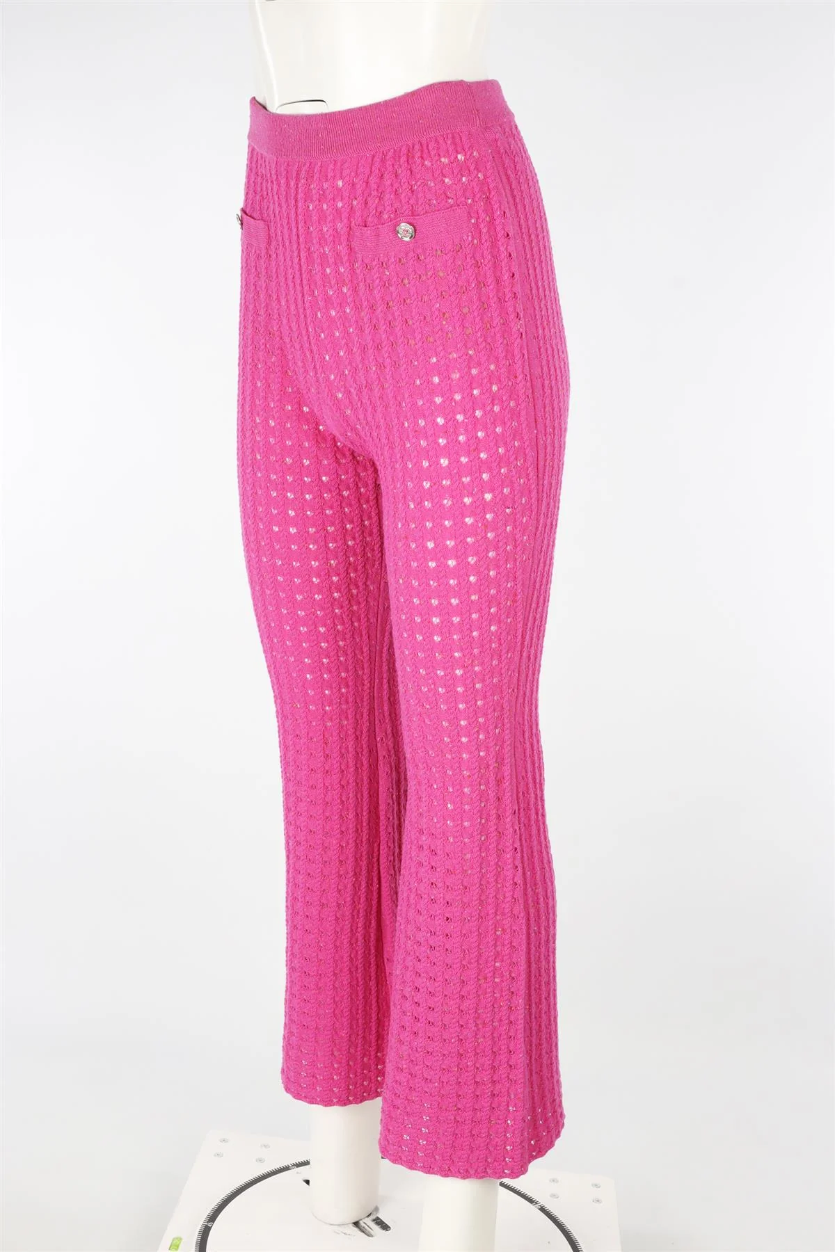 CHANEL PINK 2023 WOOL FLARED PANTS FR 38 UK 10 - Image 3
