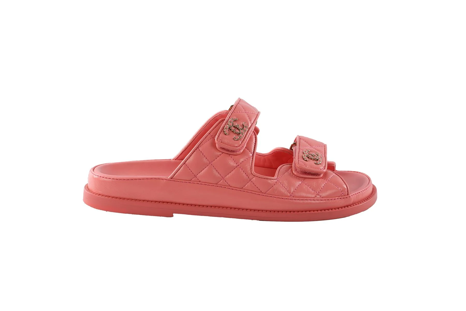 CHANEL PINK 2024 DAD QUILTED LEATHER SANDALS EU 38.5 UK 5.5 US 8.5 - Image 2
