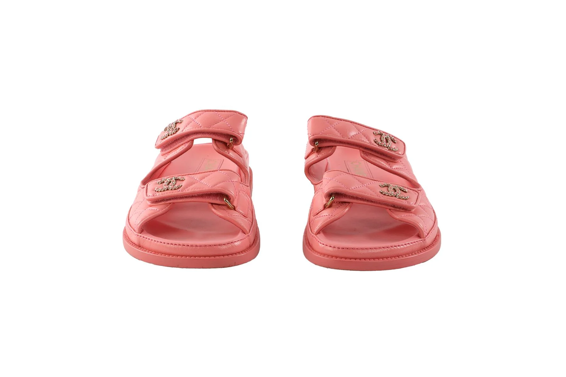 CHANEL PINK 2024 DAD QUILTED LEATHER SANDALS EU 38.5 UK 5.5 US 8.5 - Image 3