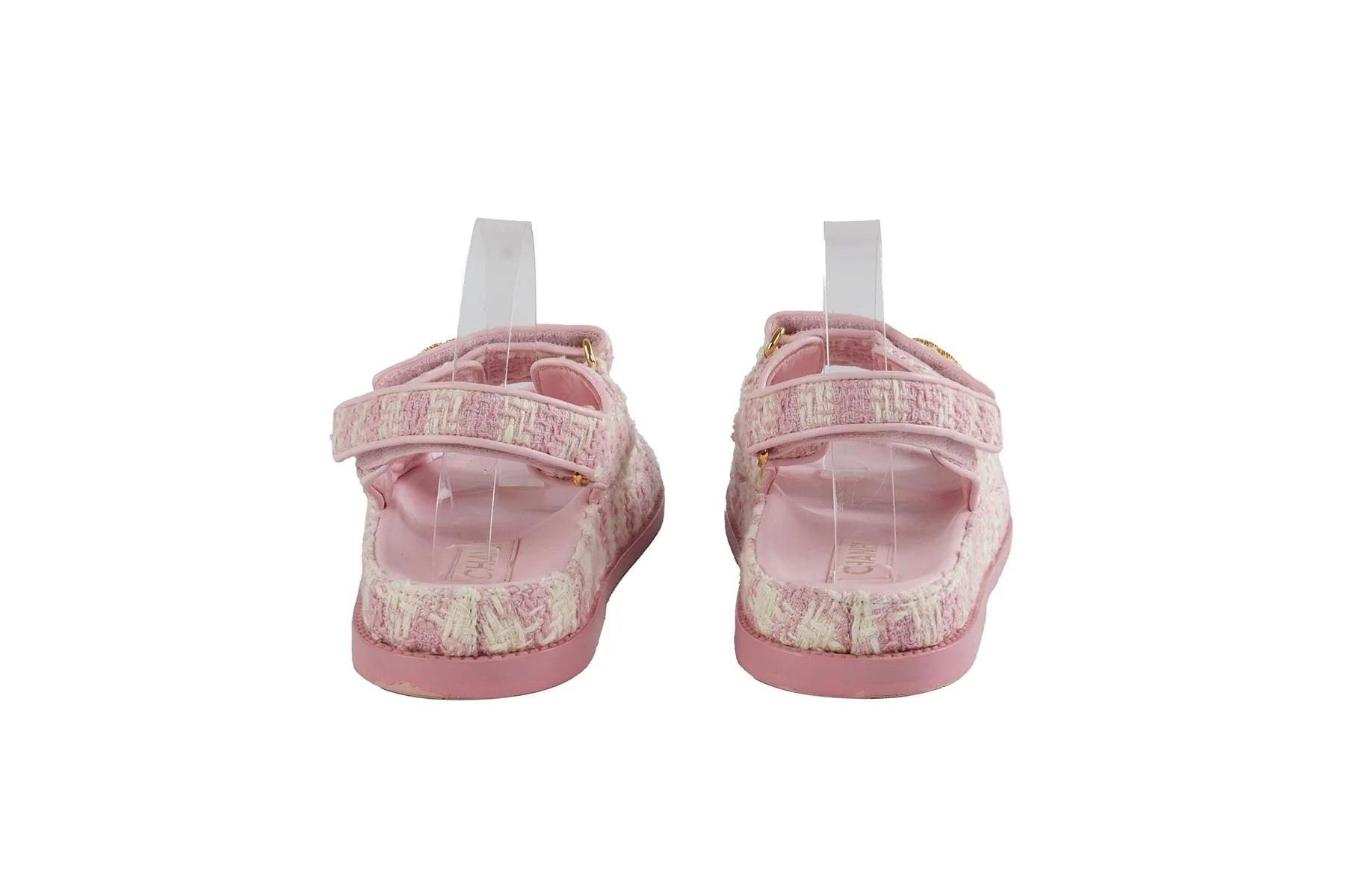 CHANEL PINK 2024 DAD TWEED SANDALS EU 38.5 UK 5.5 US 8.5 - Image 5