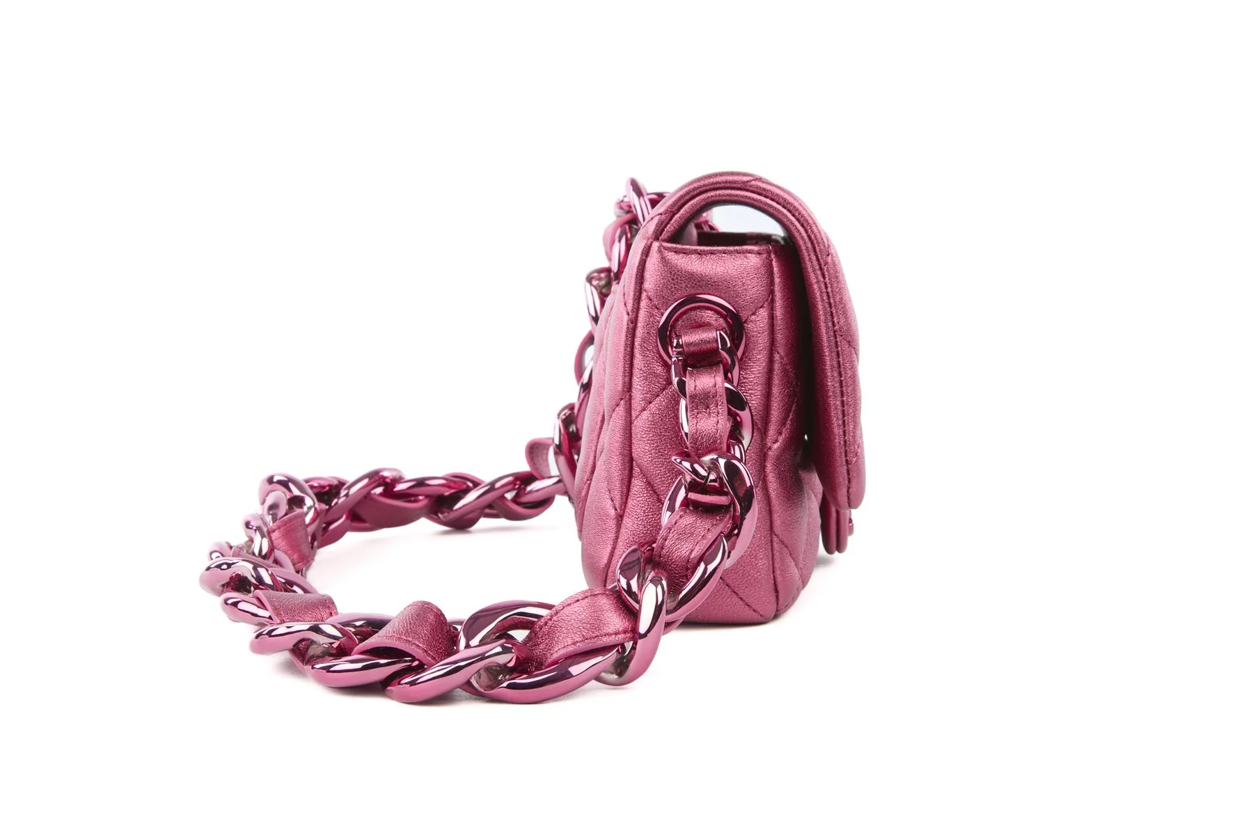 CHANEL PINK 2024 FLAP SMALL QUILTED LEATHER SHOULDER BAG - Image 4