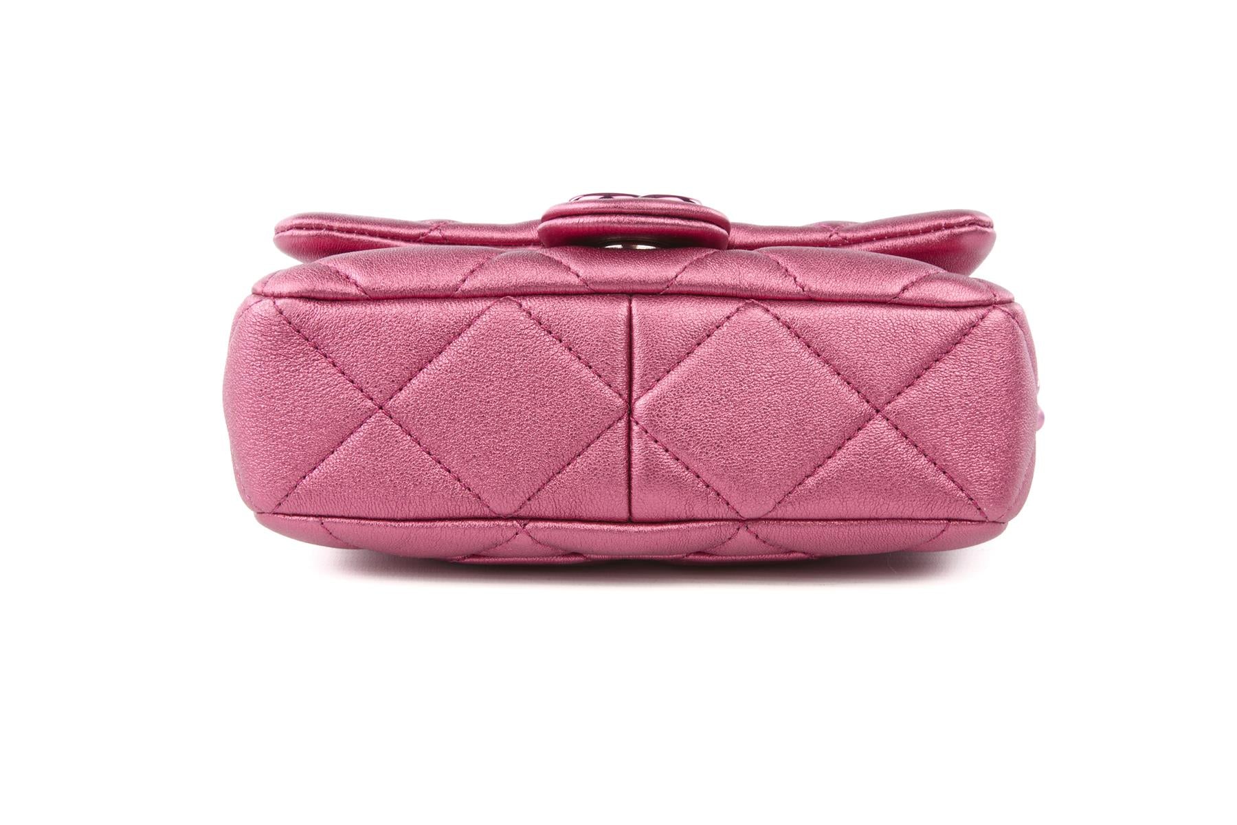 CHANEL PINK 2024 FLAP SMALL QUILTED LEATHER SHOULDER BAG - Image 7