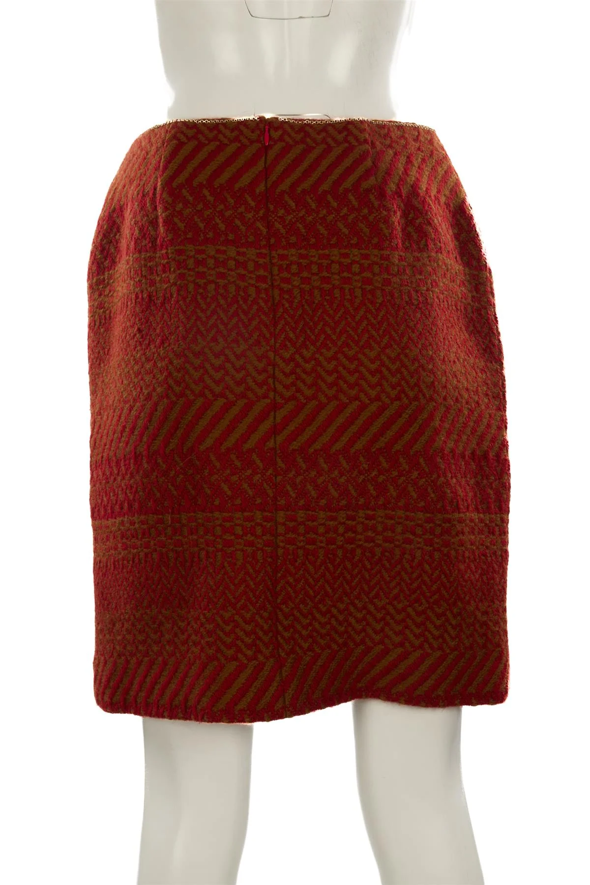 CHANEL RED 2000 IDENTIFICATION WOOL MINI SKIRT FR 44 UK 16 - Image 4