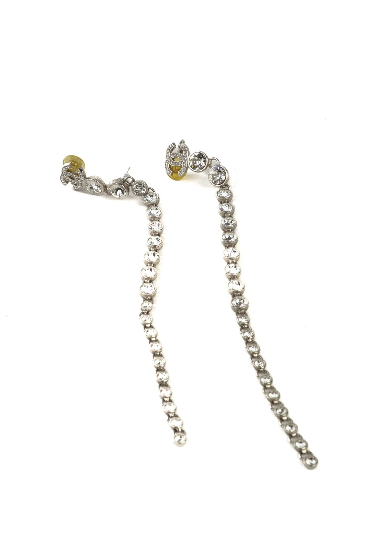 CHANEL SILVER 2023 CC CRYSTAL EARRINGS - Image 3