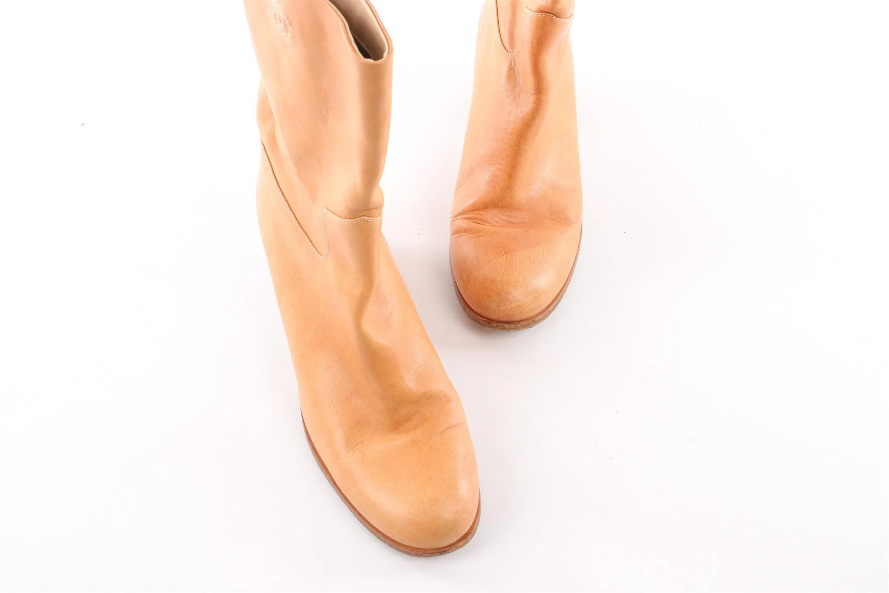 CHANEL TAN LEATHER ANKLE BOOTS EU 40 UK 7 US 10 - Image 4