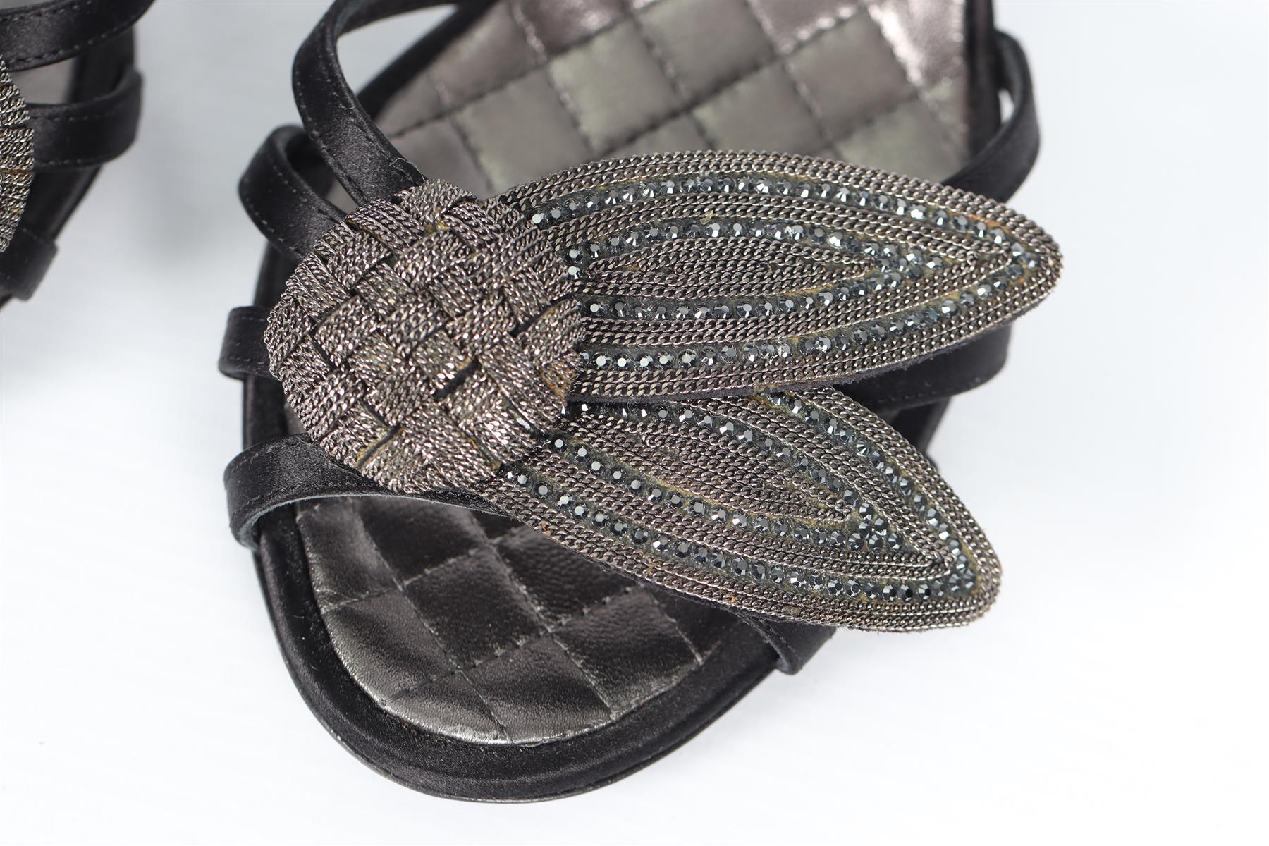 CHANEL VINTAGE SATIN SANDALS EU 37 UK 4 US 7 - Image 4