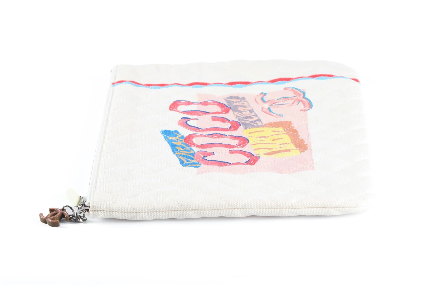 CHANEL WHITE 2017 O-CASE LARGE CANVAS CLUTCH - Image 4