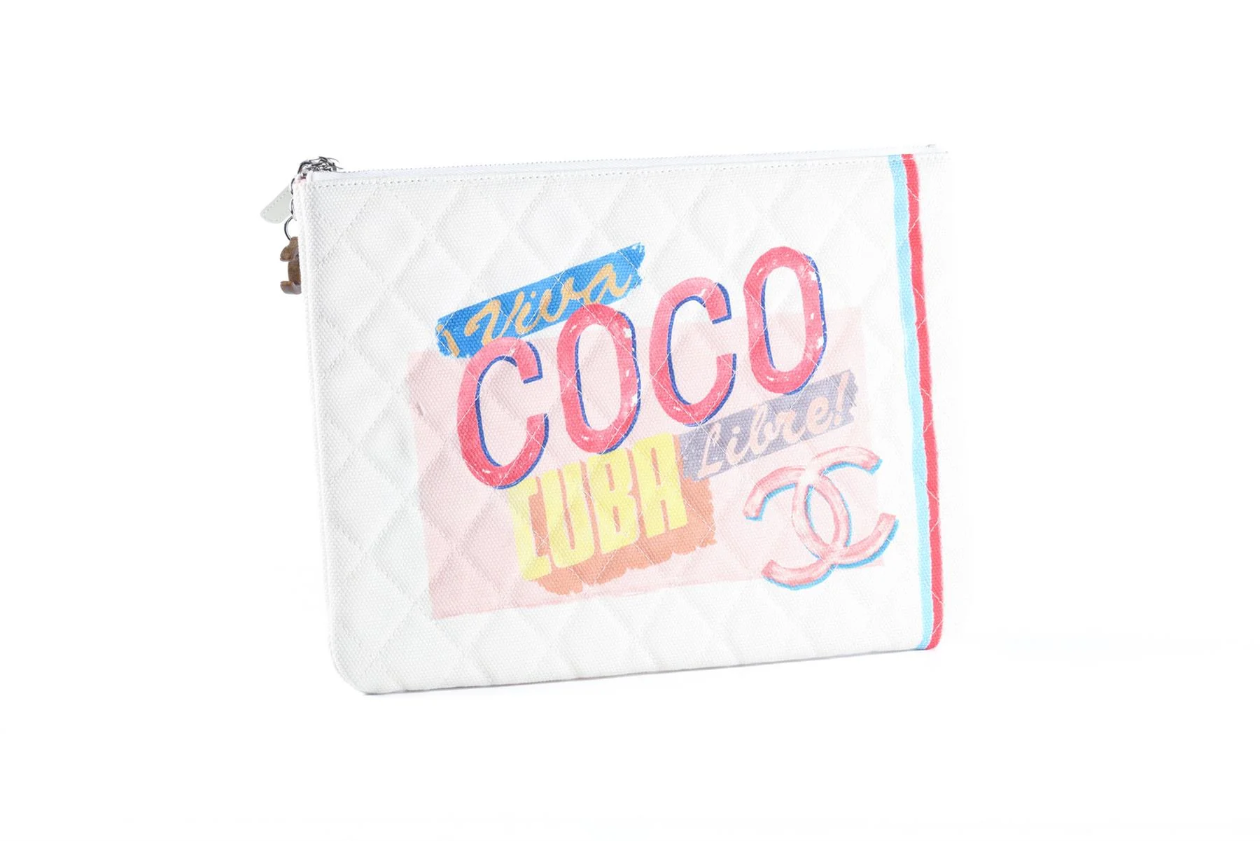 CHANEL WHITE 2017 O-CASE MEDIUM CANVAS CLUTCH - Image 3