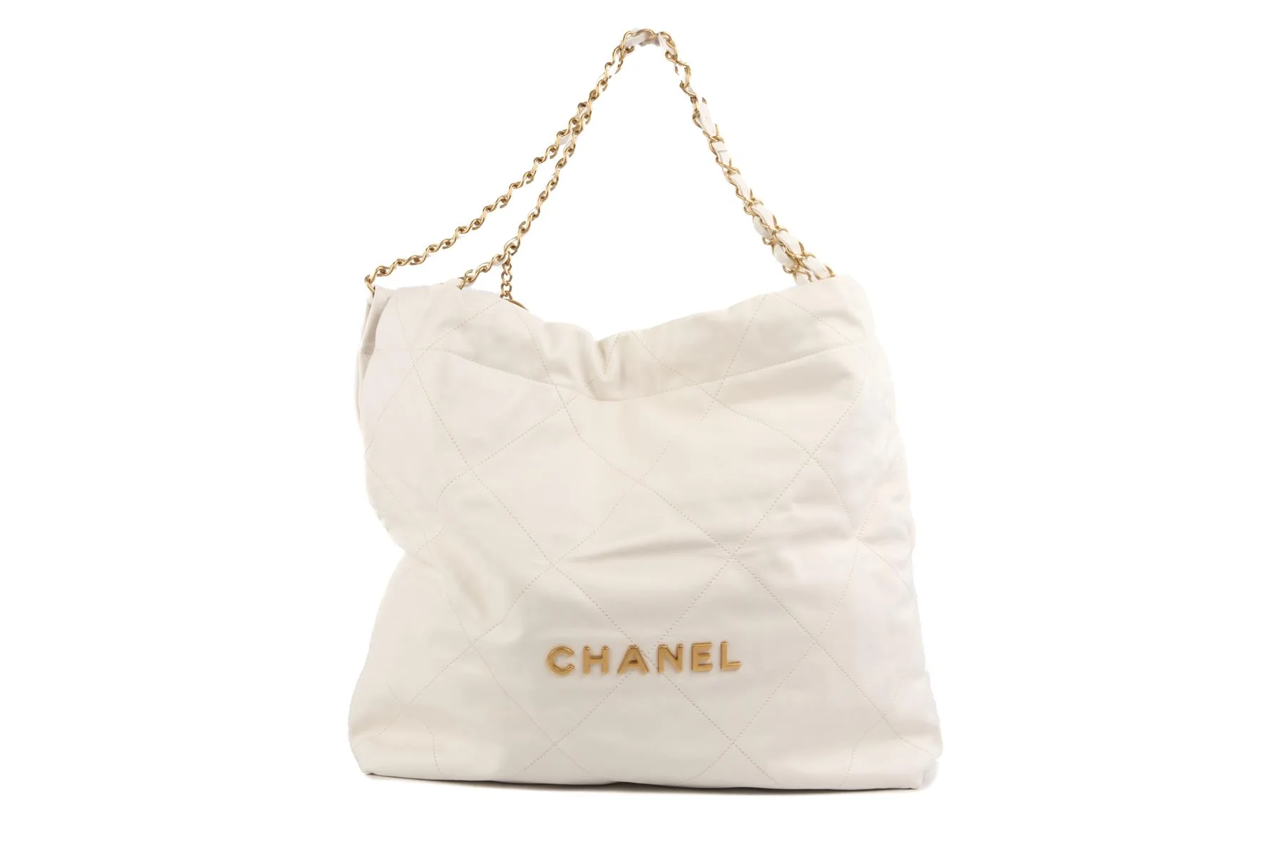 CHANEL WHITE 2022 22 MEDIUM QUILTED LEATHER SHOULDER BAG - Image 2