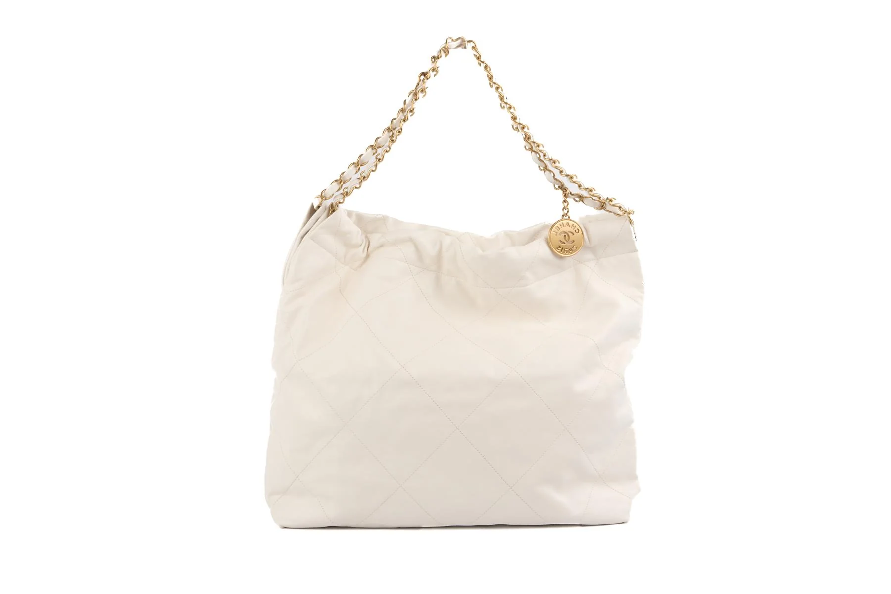 CHANEL WHITE 2022 22 MEDIUM QUILTED LEATHER SHOULDER BAG - Image 6