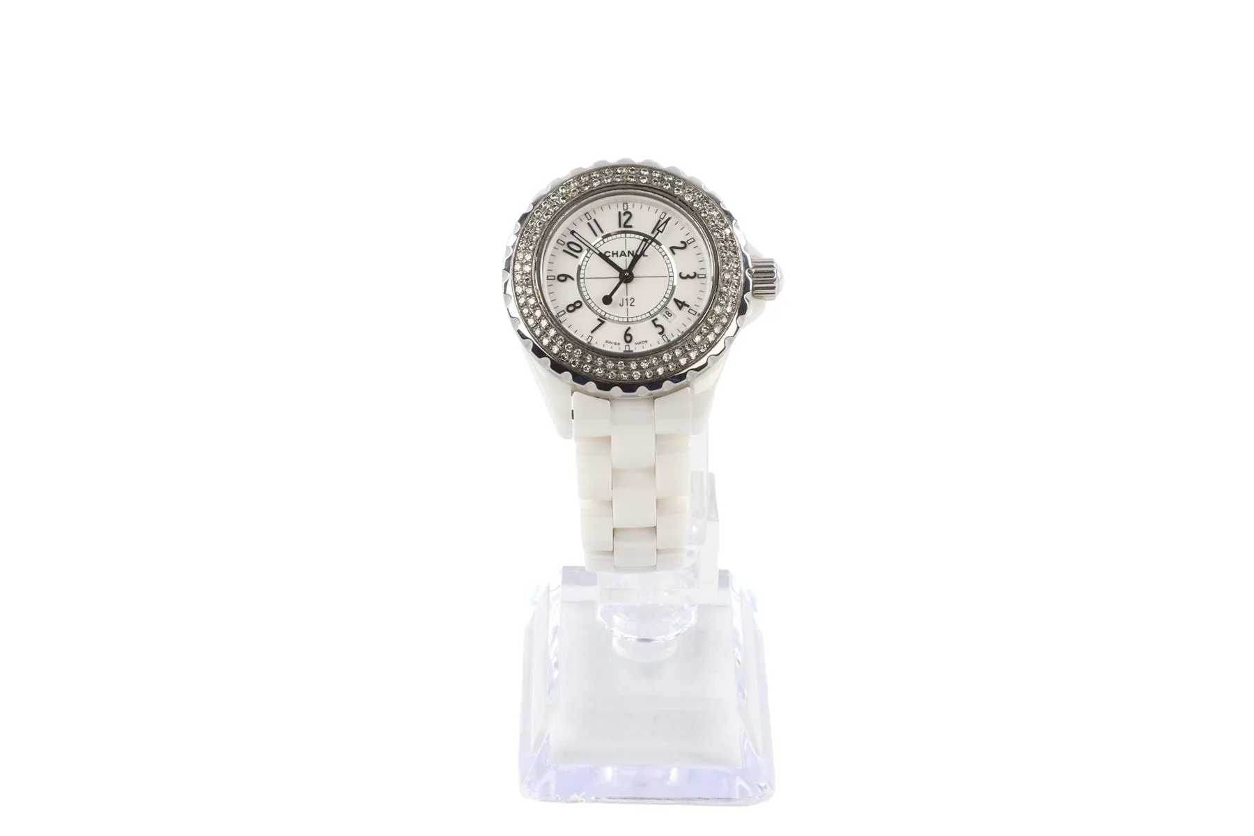 CHANEL WHITE J12 33 MM DIAMOND AND CERAMIC WRIST WATCH - Image 3