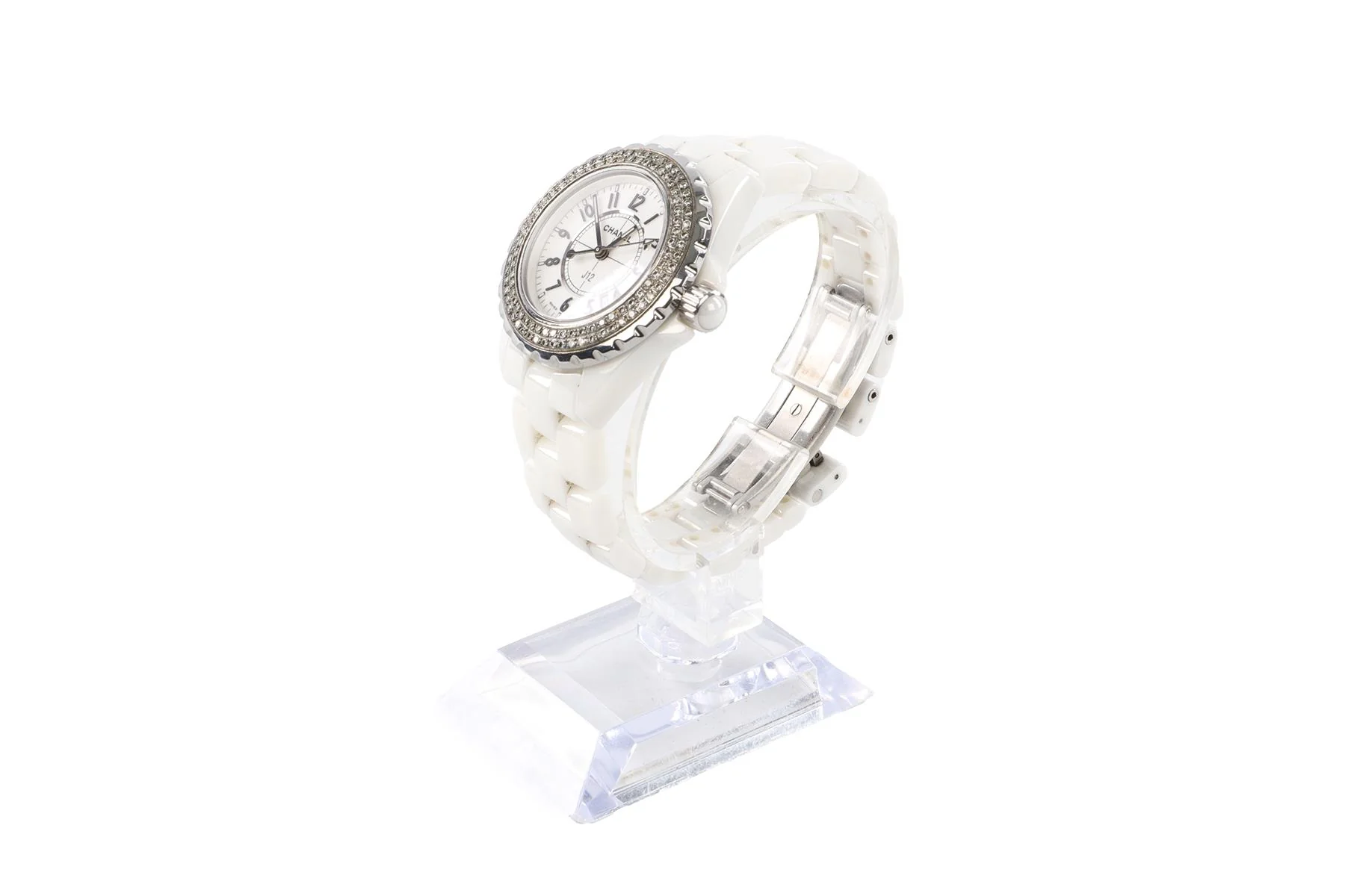 CHANEL WHITE J12 33 MM DIAMOND AND CERAMIC WRIST WATCH - Image 4