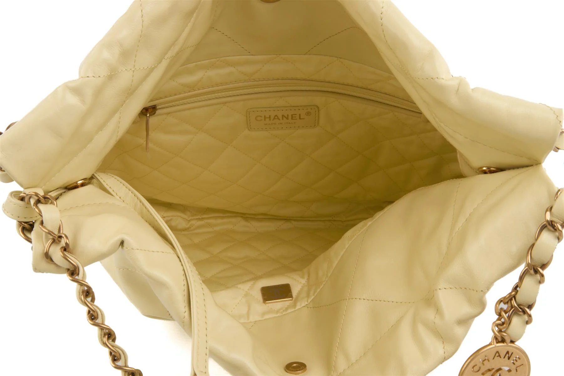 CHANEL YELLOW 2023 22 SMALL QUILTED LEATHER SHOULDER BAG - Image 10