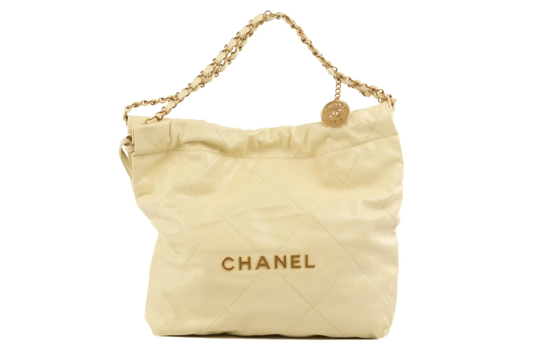CHANEL YELLOW 2023 22 SMALL QUILTED LEATHER SHOULDER BAG - Image 2