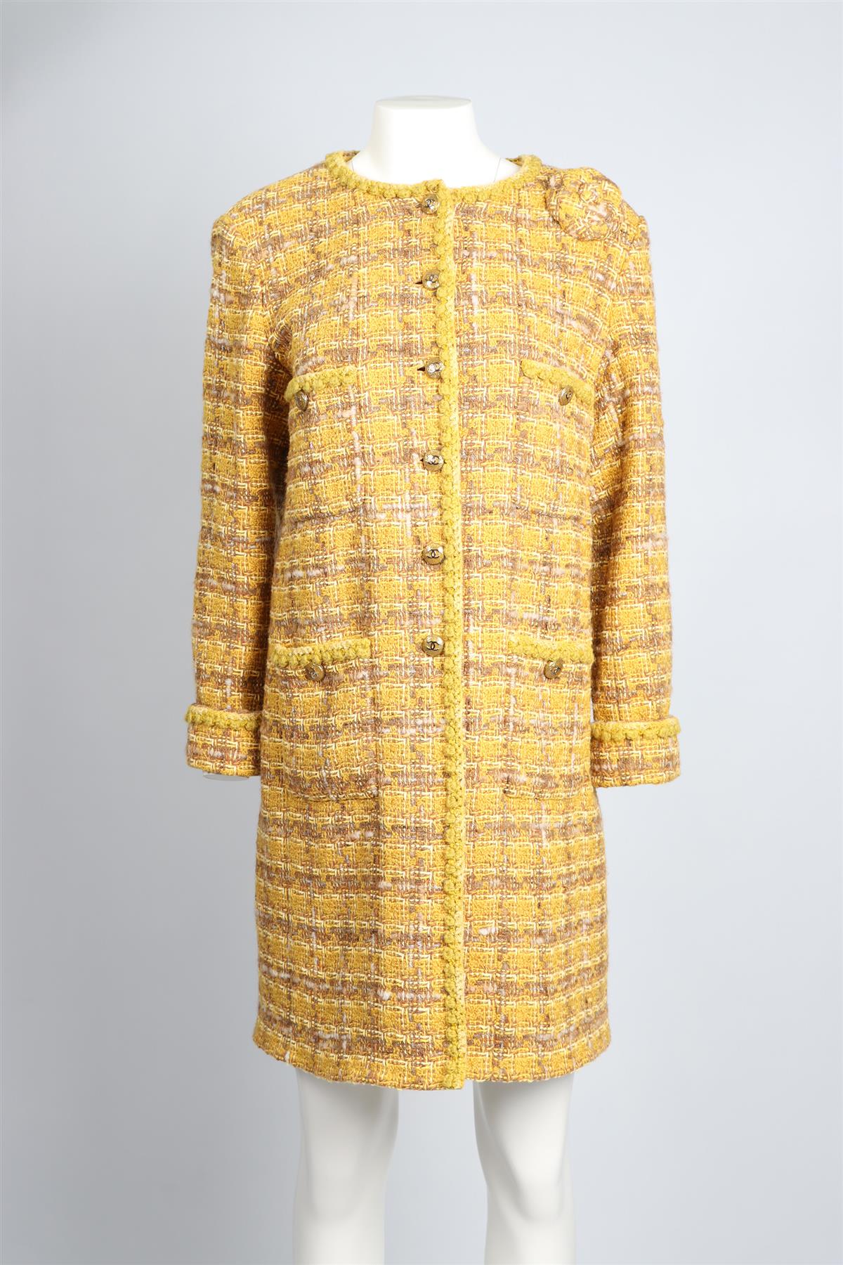 CHANEL YELLOW 2024 TWEED COAT FR 46 UK 18 - Image 2