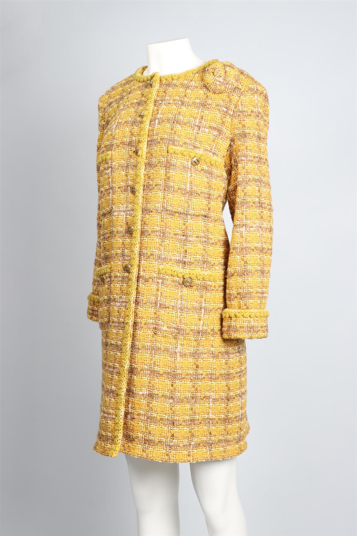 CHANEL YELLOW 2024 TWEED COAT FR 46 UK 18 - Image 3