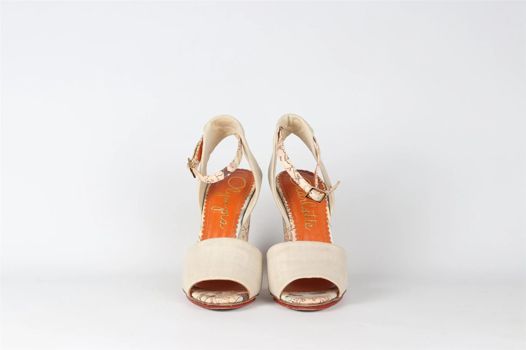 CHARLOTTE OLYMPIA BEIGE CANVAS WEDGE SANDALS EU 36 UK 3 US 6 - Image 3
