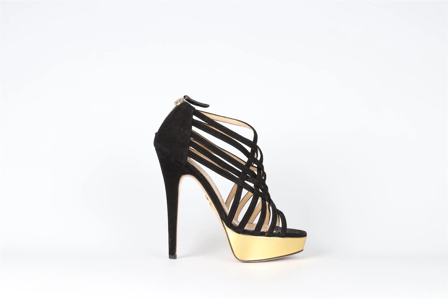 CHARLOTTE OLYMPIA BLACK SUEDE PLATFORM SANDALS EU 35 UK 2 US 5 - Image 2
