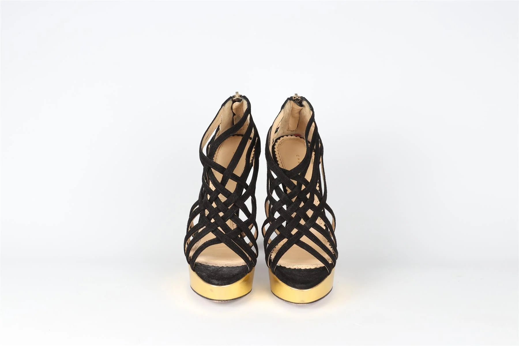 CHARLOTTE OLYMPIA BLACK SUEDE PLATFORM SANDALS EU 35 UK 2 US 5 - Image 3