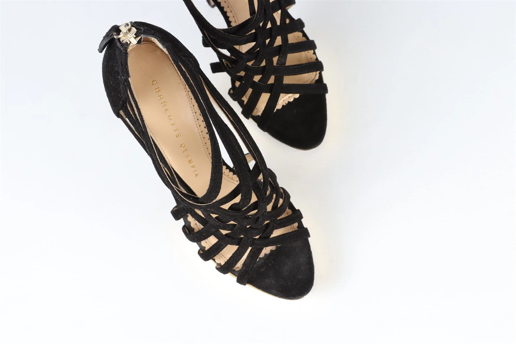 CHARLOTTE OLYMPIA BLACK SUEDE PLATFORM SANDALS EU 35 UK 2 US 5 - Image 4