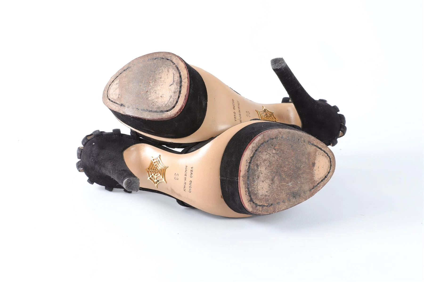 CHARLOTTE OLYMPIA BLACK SUEDE PLATFORM SANDALS EU 36 UK 3 US 6 - Image 6