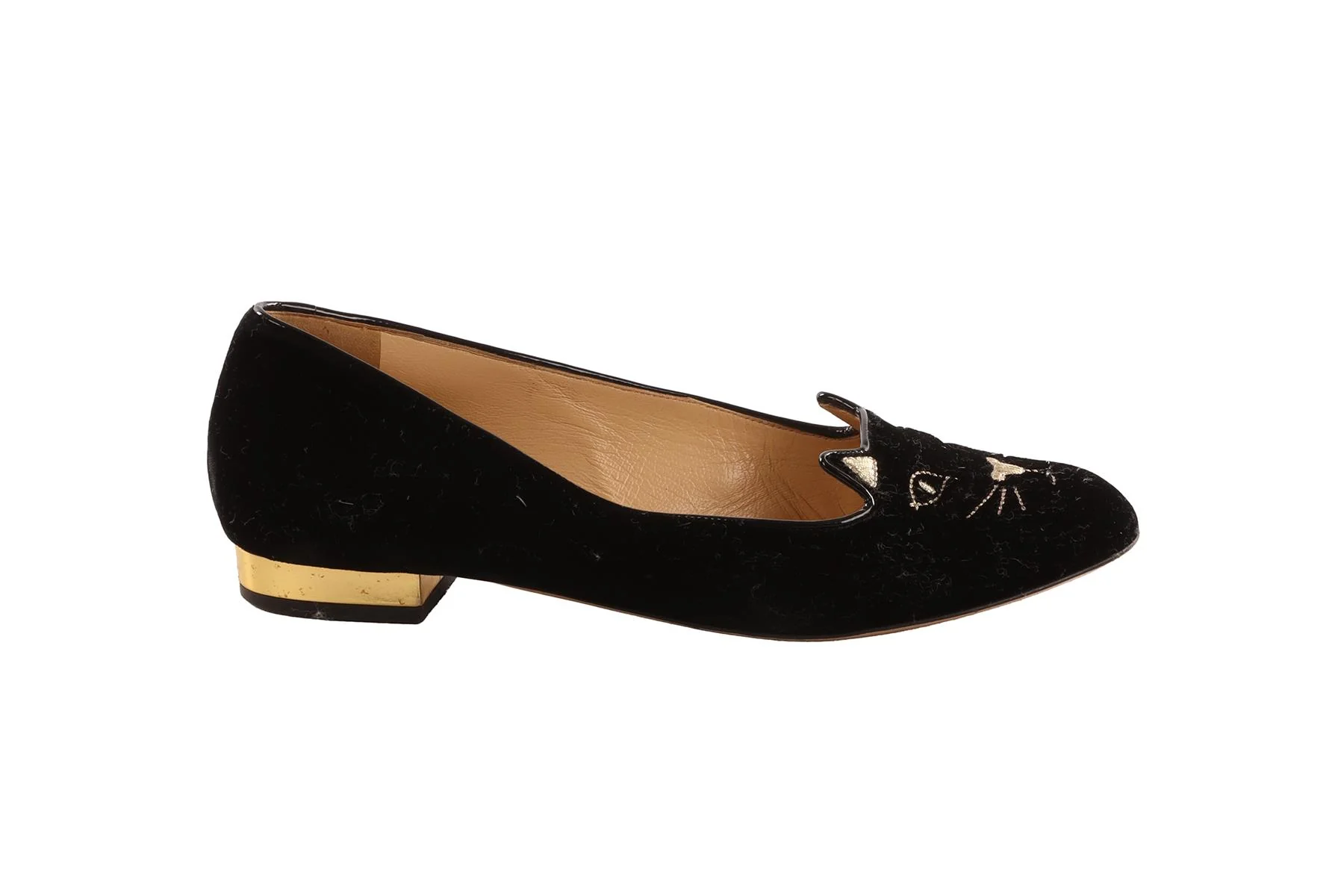 CHARLOTTE OLYMPIA BLACK VELVET BALLET FLATS EU 37.5 UK 4.5 - Image 2