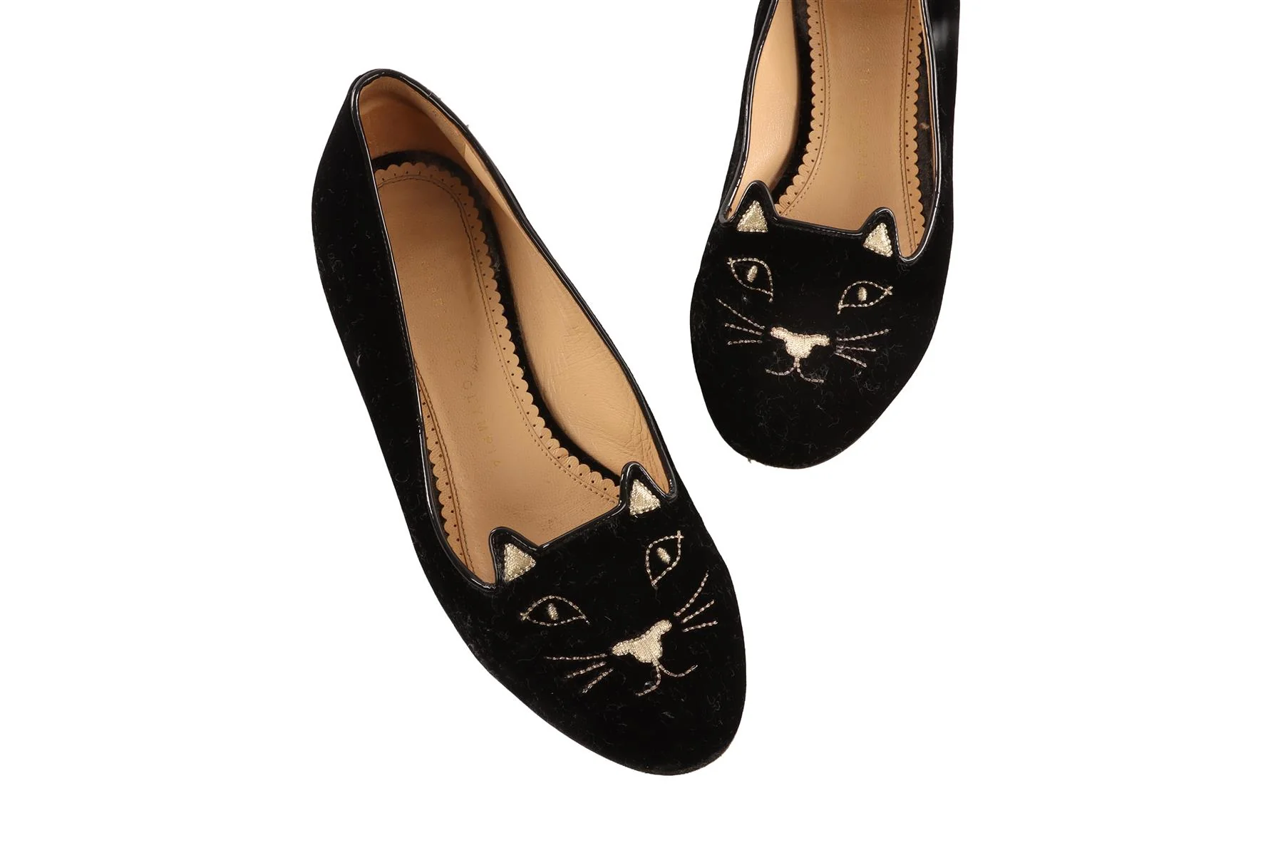 CHARLOTTE OLYMPIA BLACK VELVET BALLET FLATS EU 37.5 UK 4.5 - Image 4