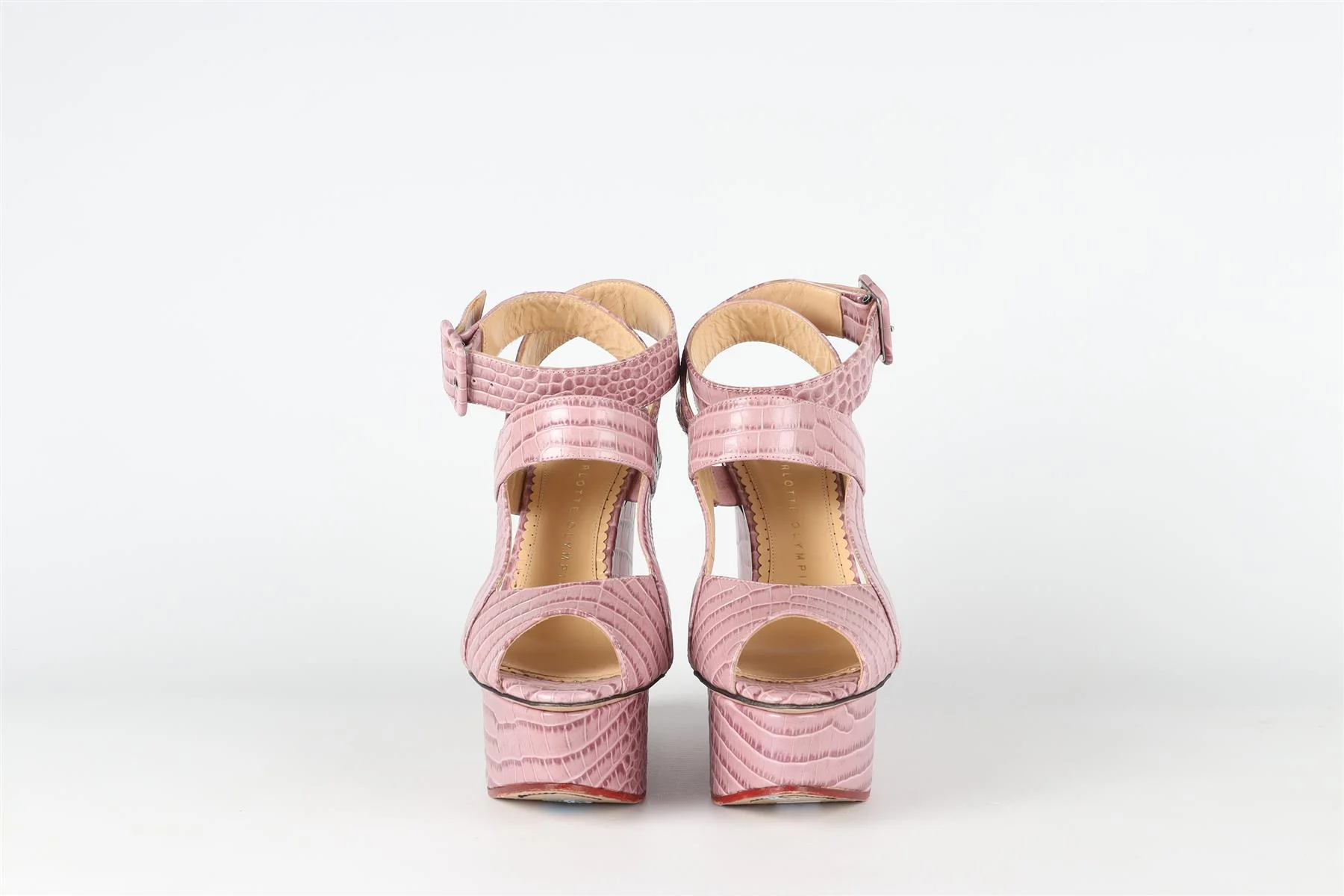CHARLOTTE OLYMPIA PURPLE LEATHER WEDGE SANDALS EU 36 UK 3 US 6 - Image 3