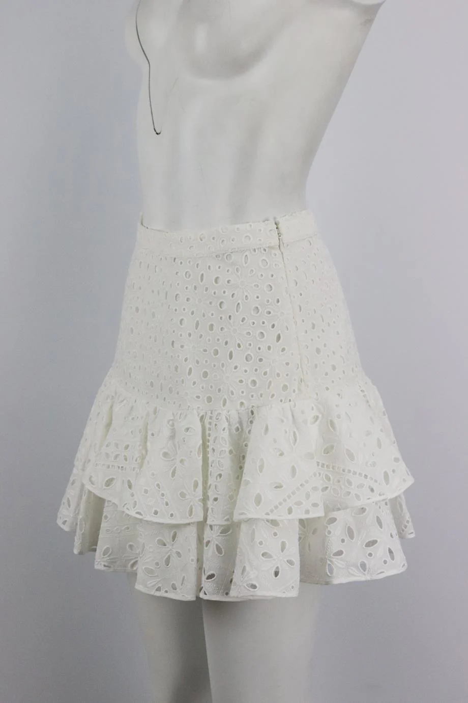CHARO RUIZ BRODERIE ANGLAISE COTTON BLEND MINI SKIRT SMALL - Image 3
