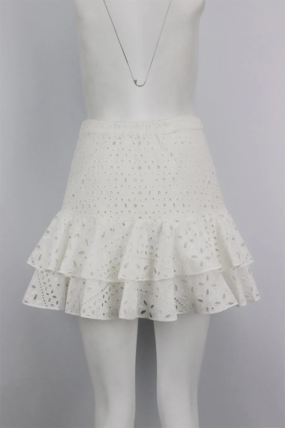 CHARO RUIZ BRODERIE ANGLAISE COTTON BLEND MINI SKIRT SMALL - Image 4