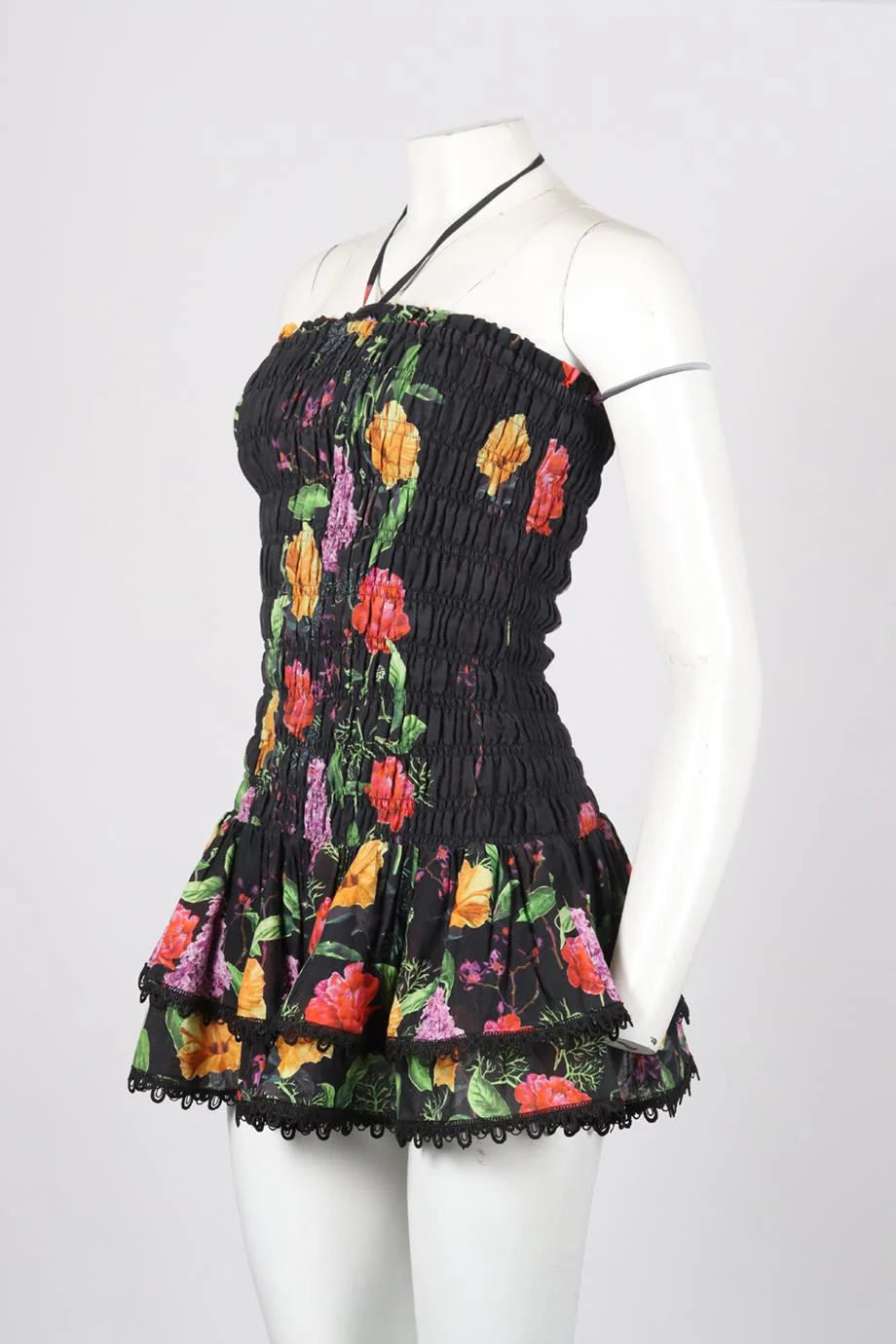 CHARO RUIZ FLORAL PRINT COTTON BLEND MINI DRESS MEDIUM - Image 3