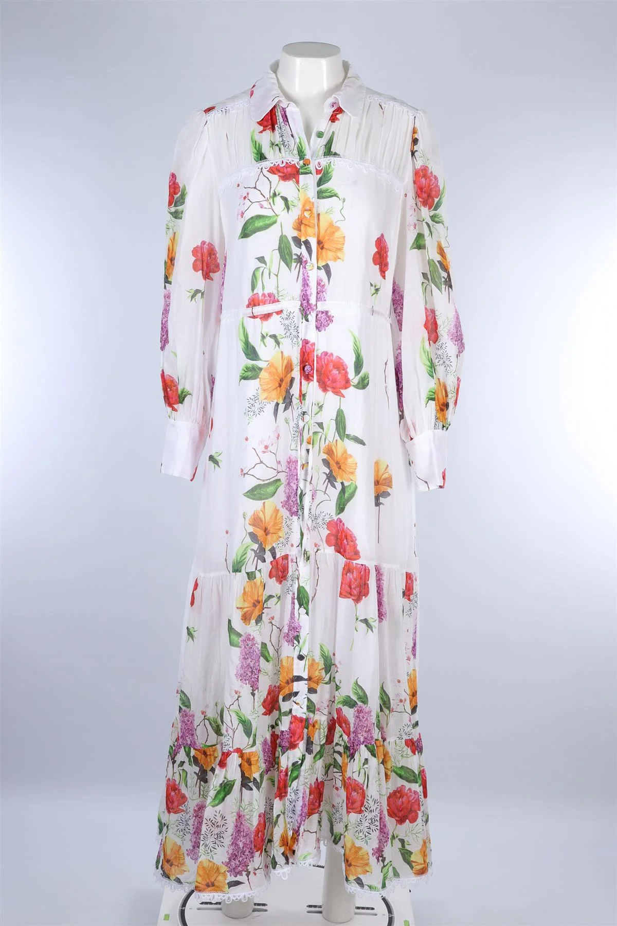 CHARO RUIZ WHITE COTTON MAXI DRESS LARGE - Image 2