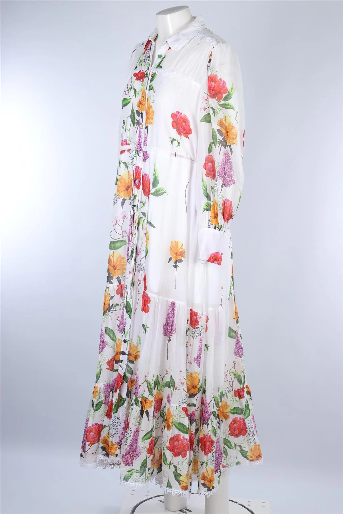 CHARO RUIZ WHITE COTTON MAXI DRESS LARGE - Image 3