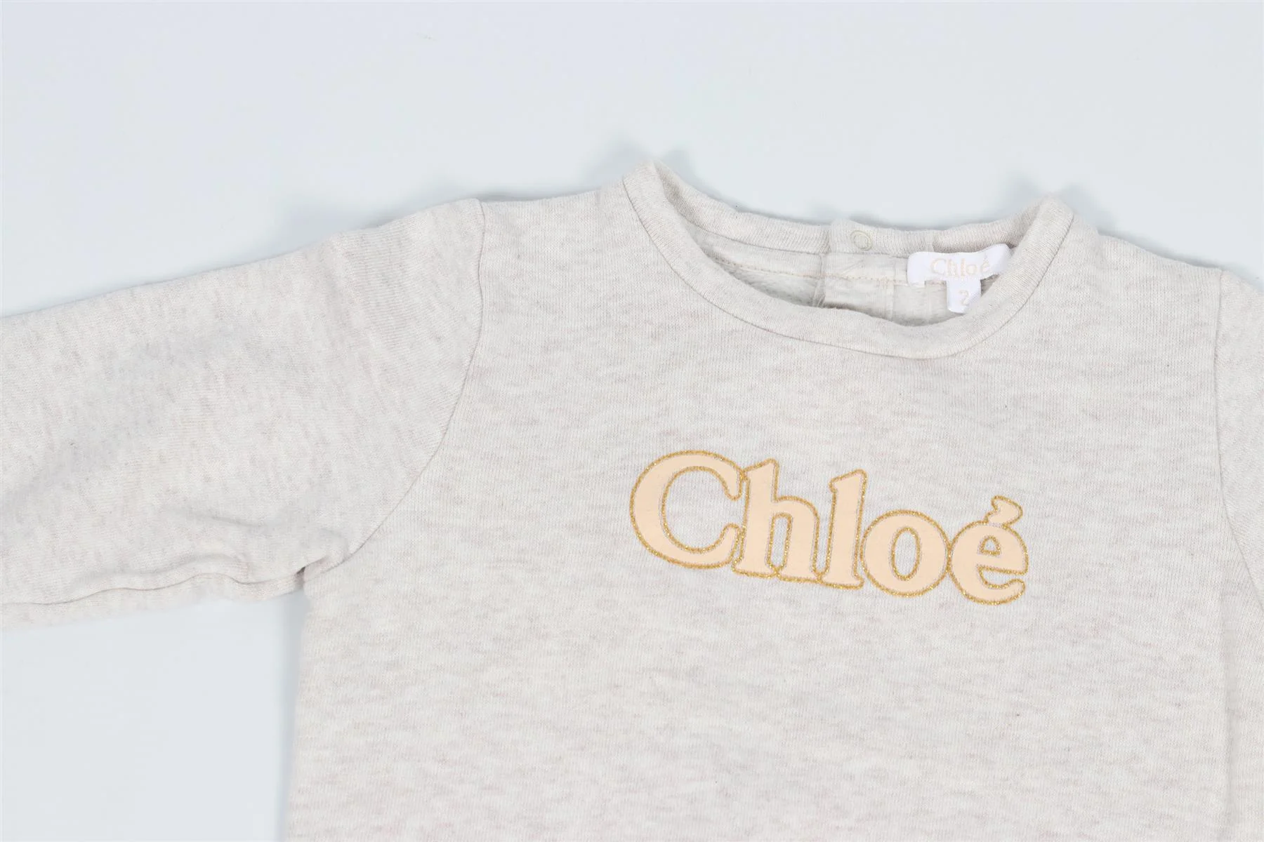 CHLOÉ BEIGE KIDS GIRLS COTTON SWEATSHIRT 2 YEARS - Image 3