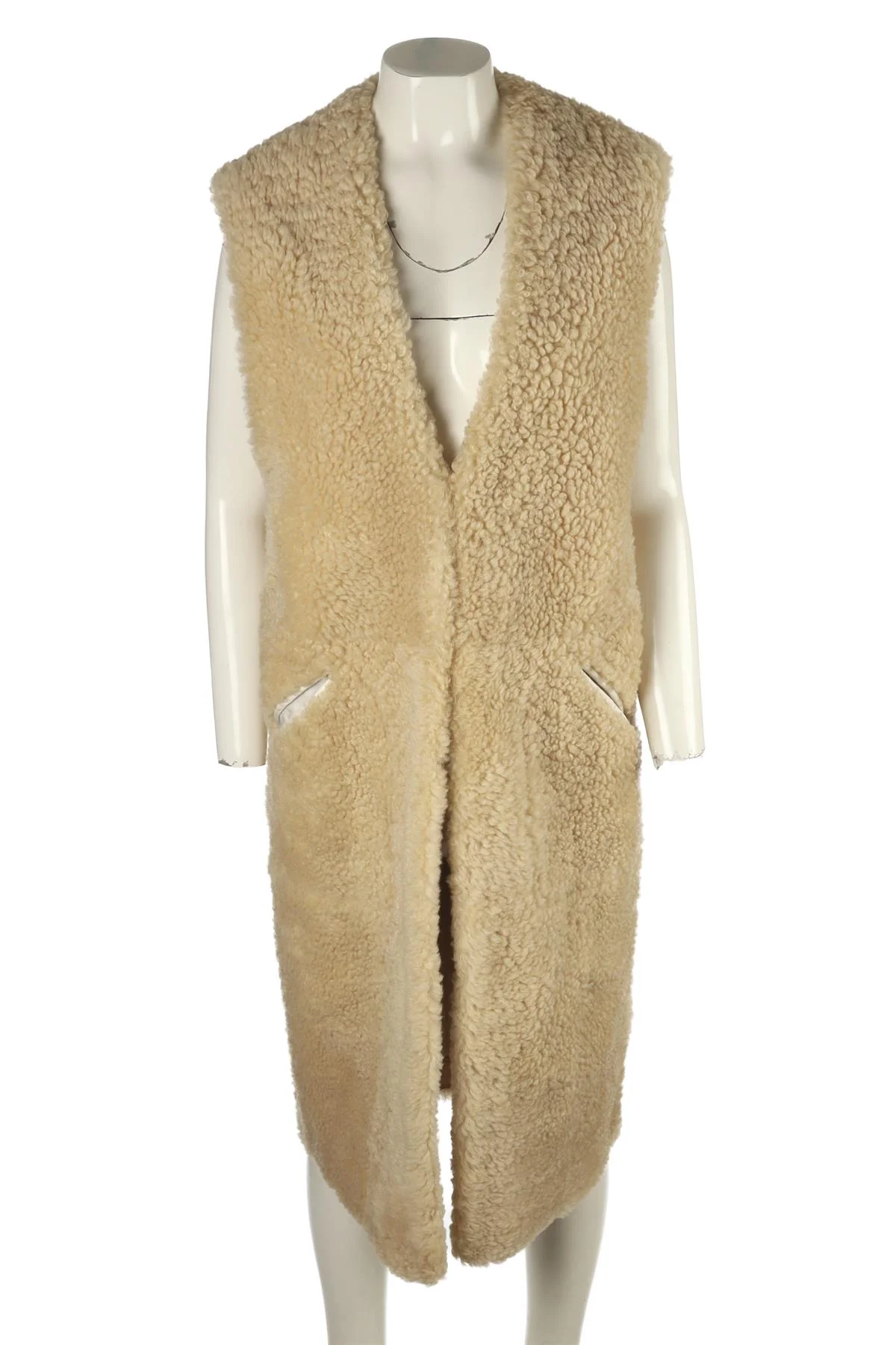 CHLOÉ BEIGE SHEARLING GILET FR 36 UK 8 - Image 2