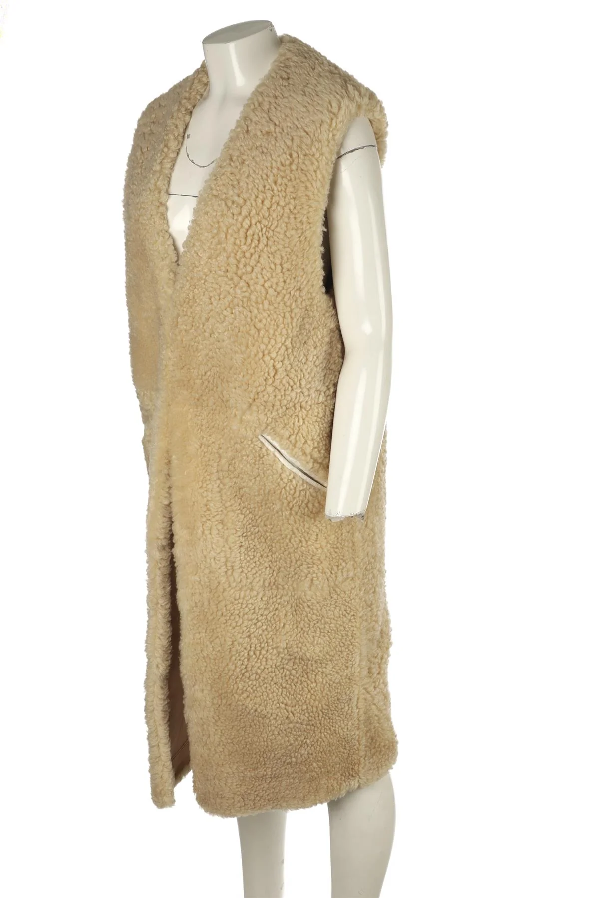CHLOÉ BEIGE SHEARLING GILET FR 36 UK 8 - Image 3
