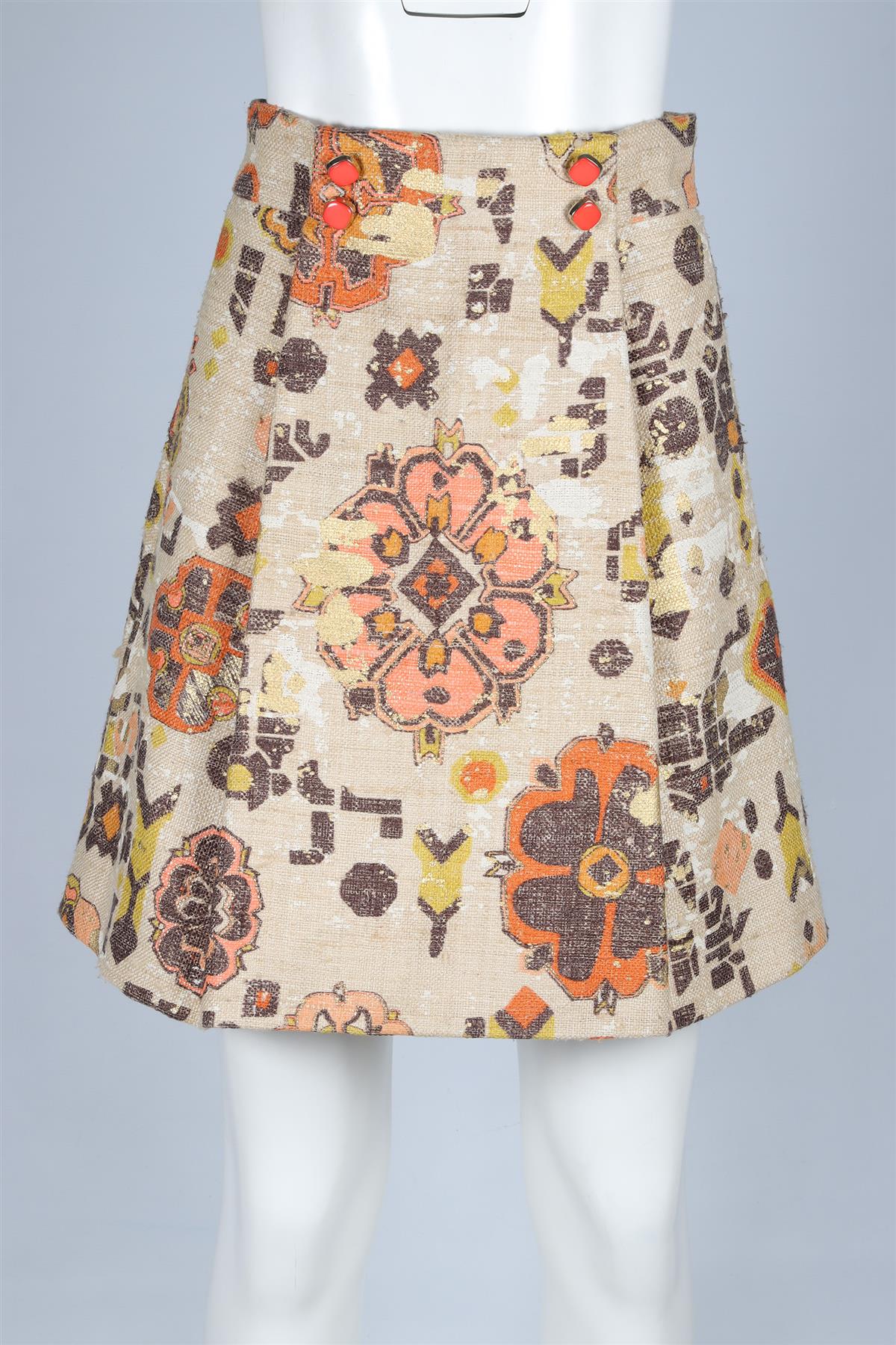CHLOÉ BEIGE SILK MINI SKIRT FR 38 UK 10 - Image 2