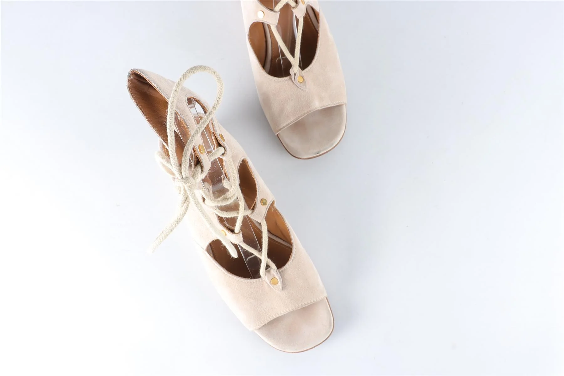 CHLOÉ BEIGE SUEDE WEDGE SANDALS EU 38.5 UK 5.5 US 8.5 - Image 4