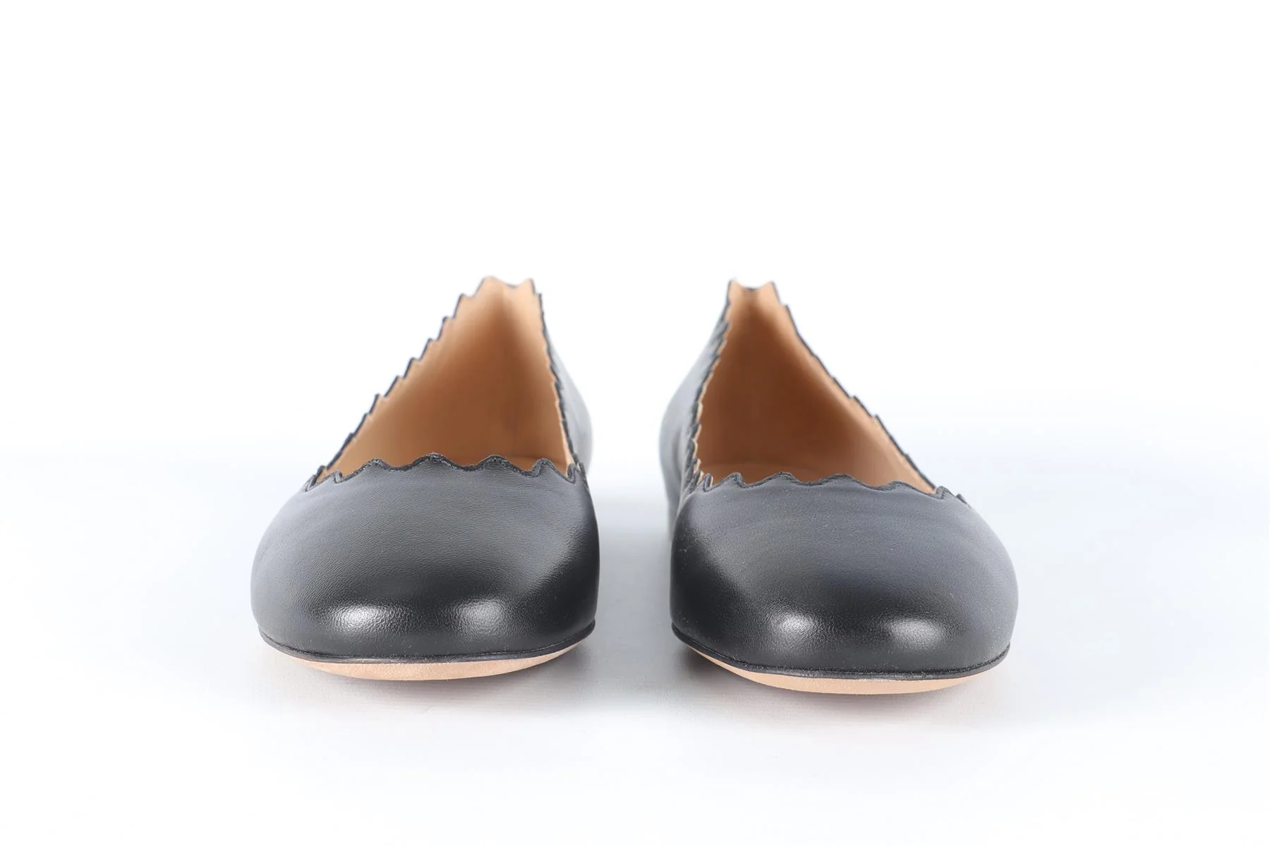 CHLOÉ BLACK LAUREN LEATHER BALLET FLATS EU 38.5 UK 5.5 US 8.5 - Image 3