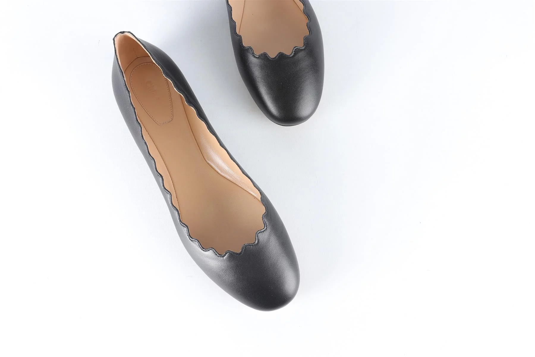 CHLOÉ BLACK LAUREN LEATHER BALLET FLATS EU 38.5 UK 5.5 US 8.5 - Image 4