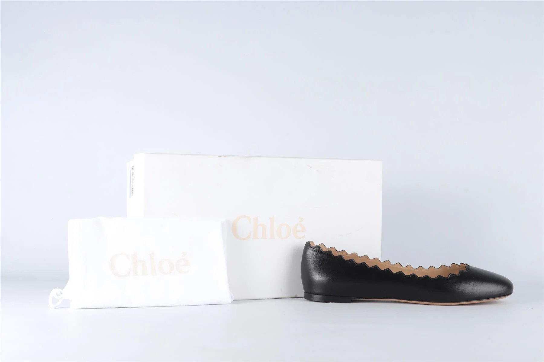 CHLOÉ BLACK LAUREN LEATHER BALLET FLATS EU 38.5 UK 5.5 US 8.5 - Image 7