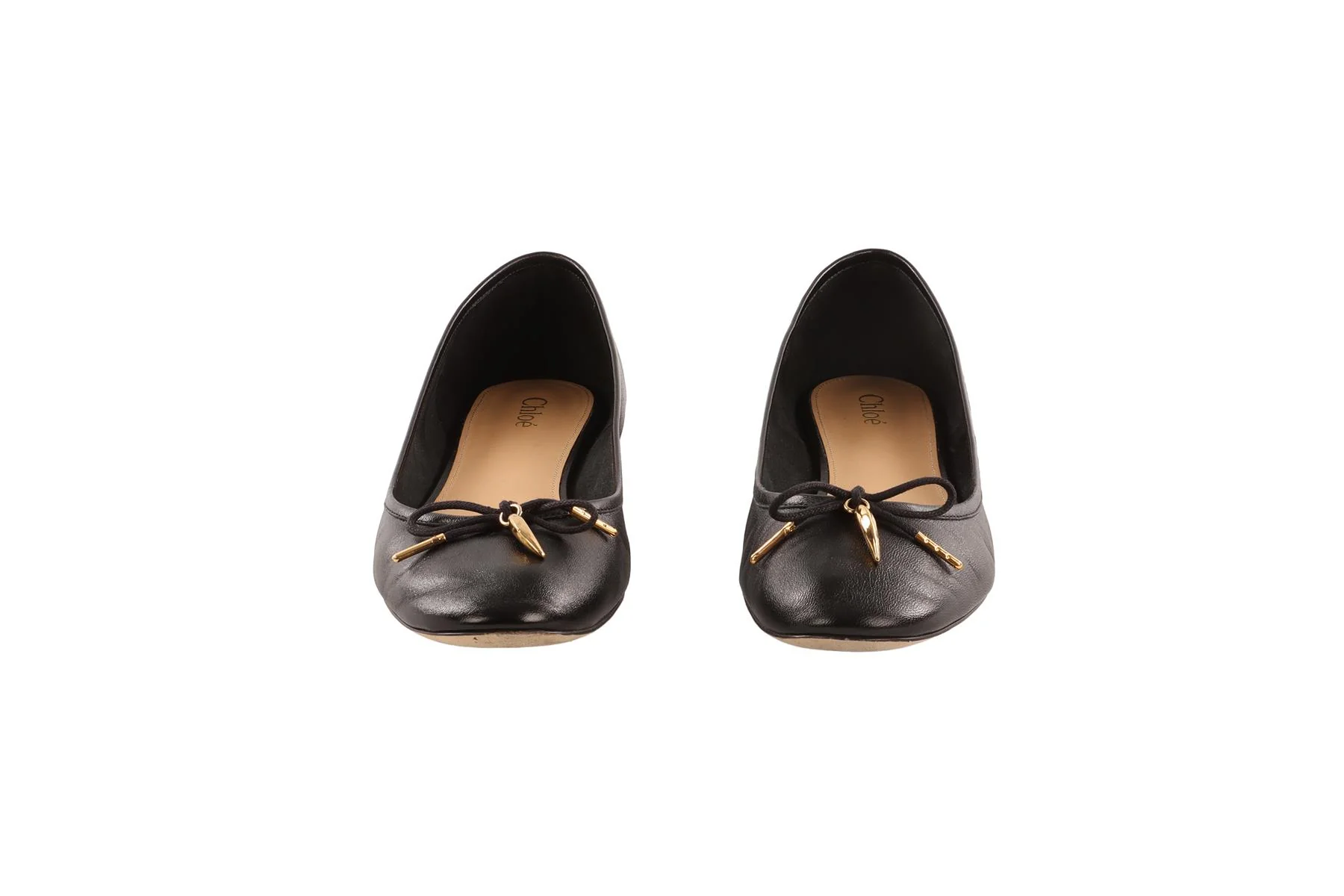 CHLOÉ BLACK LEATHER BALLET FLATS EU 38.5 UK 5.5 - Image 3