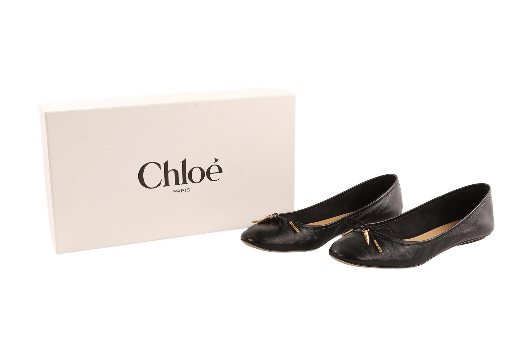 CHLOÉ BLACK LEATHER BALLET FLATS EU 38.5 UK 5.5 - Image 7