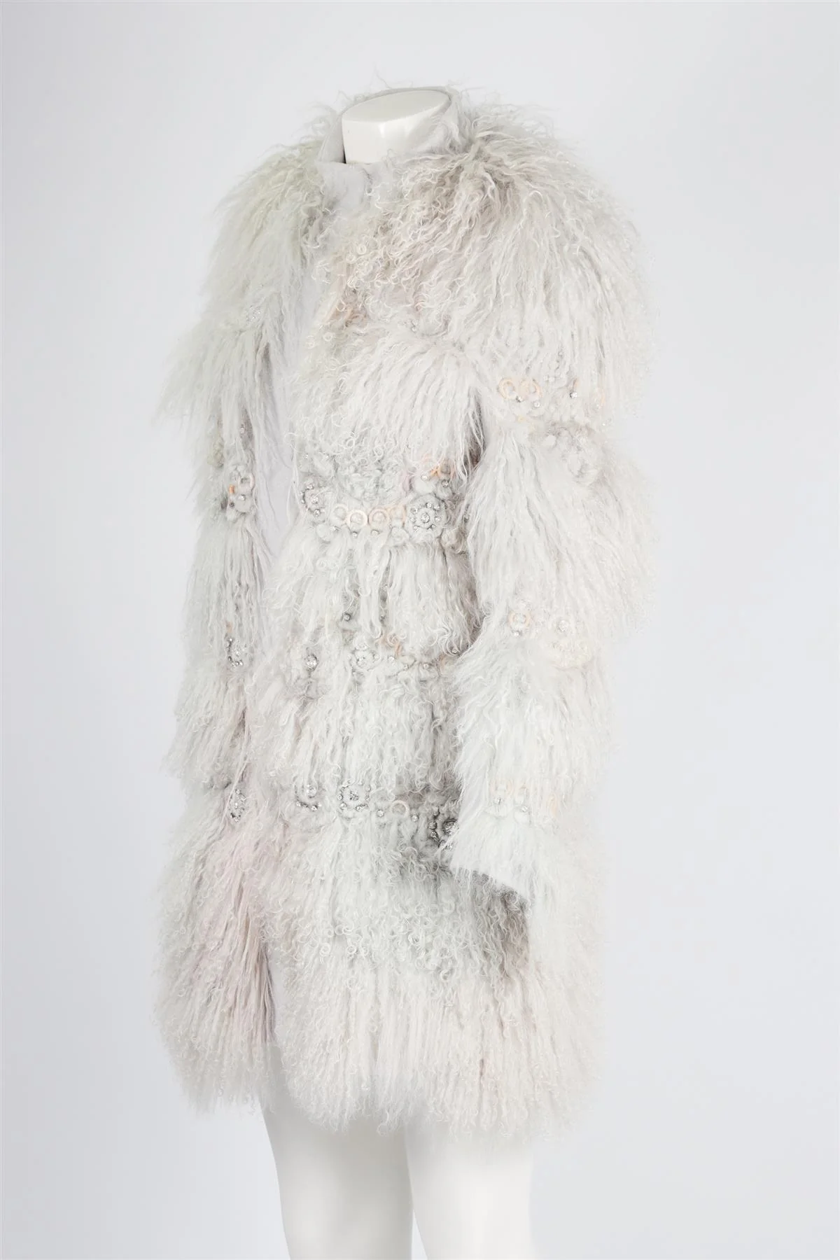 CHLOÉ BLUE CRYSTAL AND SHEARLING COAT FR 36 UK 8 - Image 4