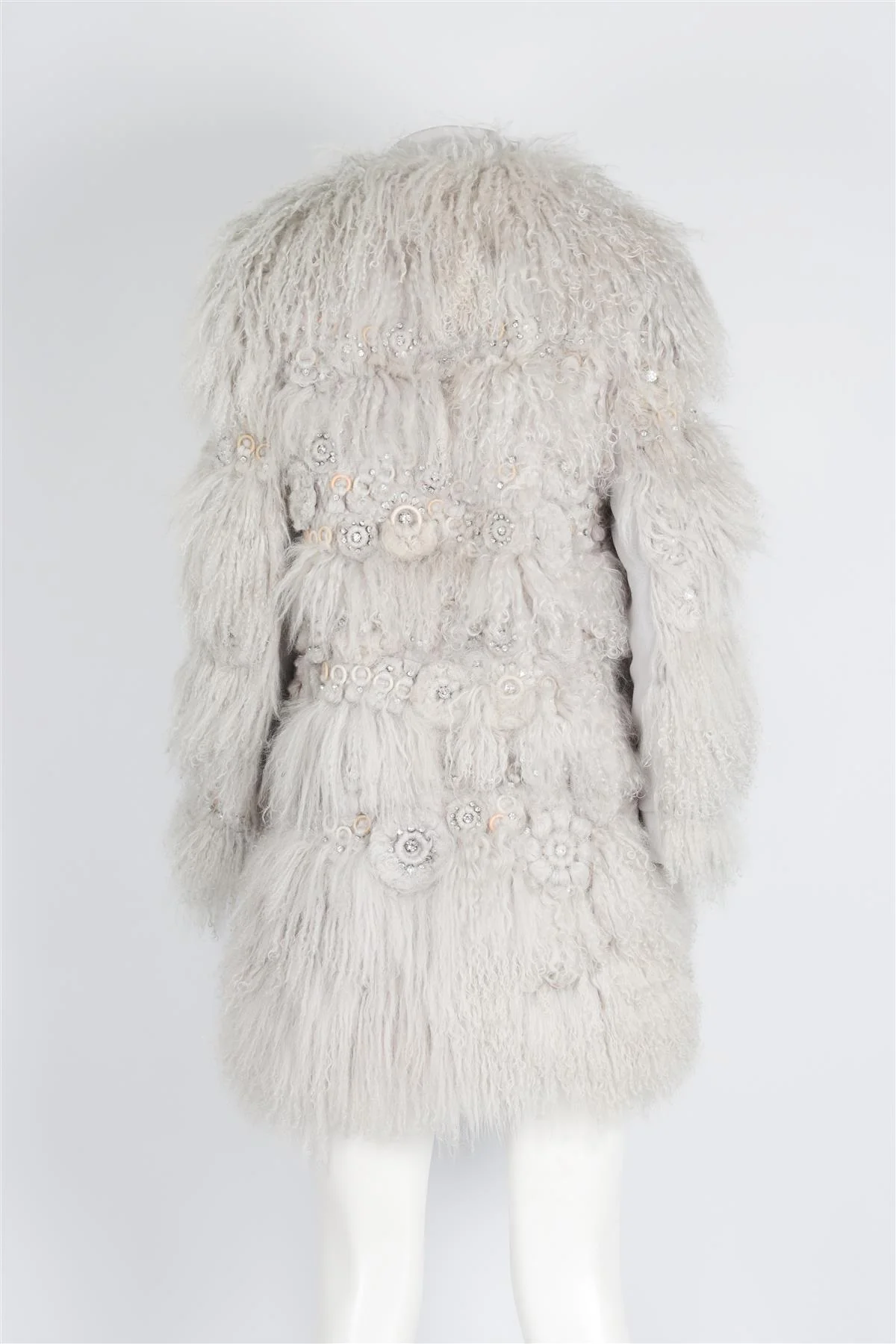 CHLOÉ BLUE CRYSTAL AND SHEARLING COAT FR 36 UK 8 - Image 5