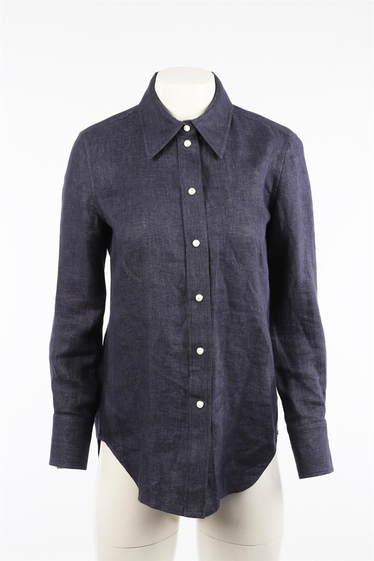 CHLOÉ BLUE LINEN SHIRT FR 36 UK 8 - Image 2